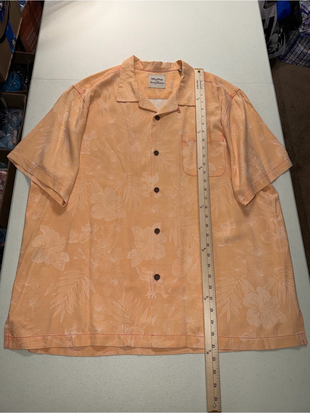 disney parks tommy bahama shirt men’s 2XL peach short sleeve hawaiian - Picture 3 of 6